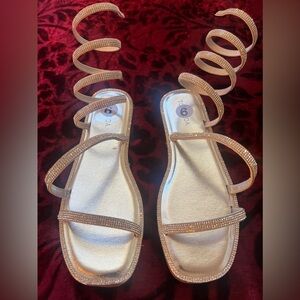 Medusa Women’s Sparkling Gladiator Sandals, Open Toe, Silver, Size 9, NWT